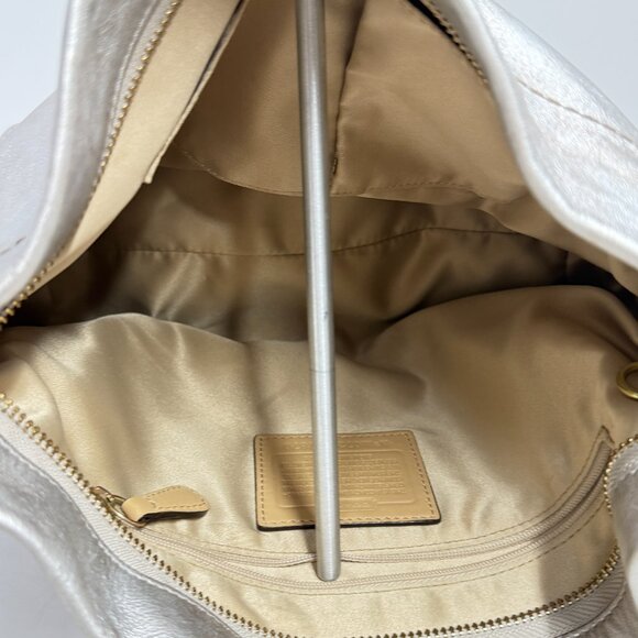 Coach Carly Shoulder Bag in shimmery silver and gold tone brass hardware - Picture 4 of 11